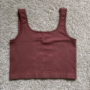 c’est moi • Chestnut Fine Ribbed Cropped Bamboo Tank